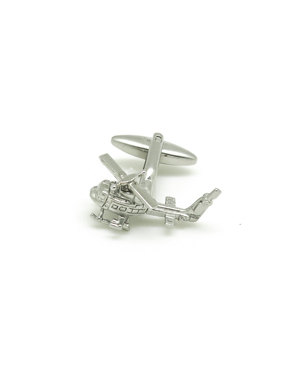 Silver Military Helicopter Cufflink