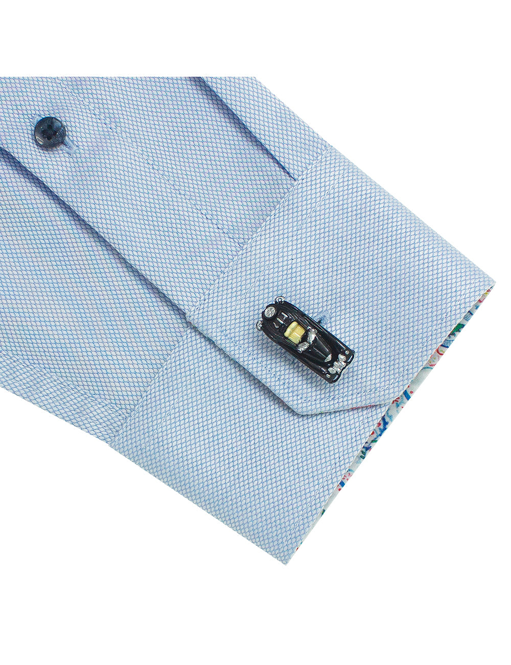 Black Racing Car with Yellow Seat Cufflink