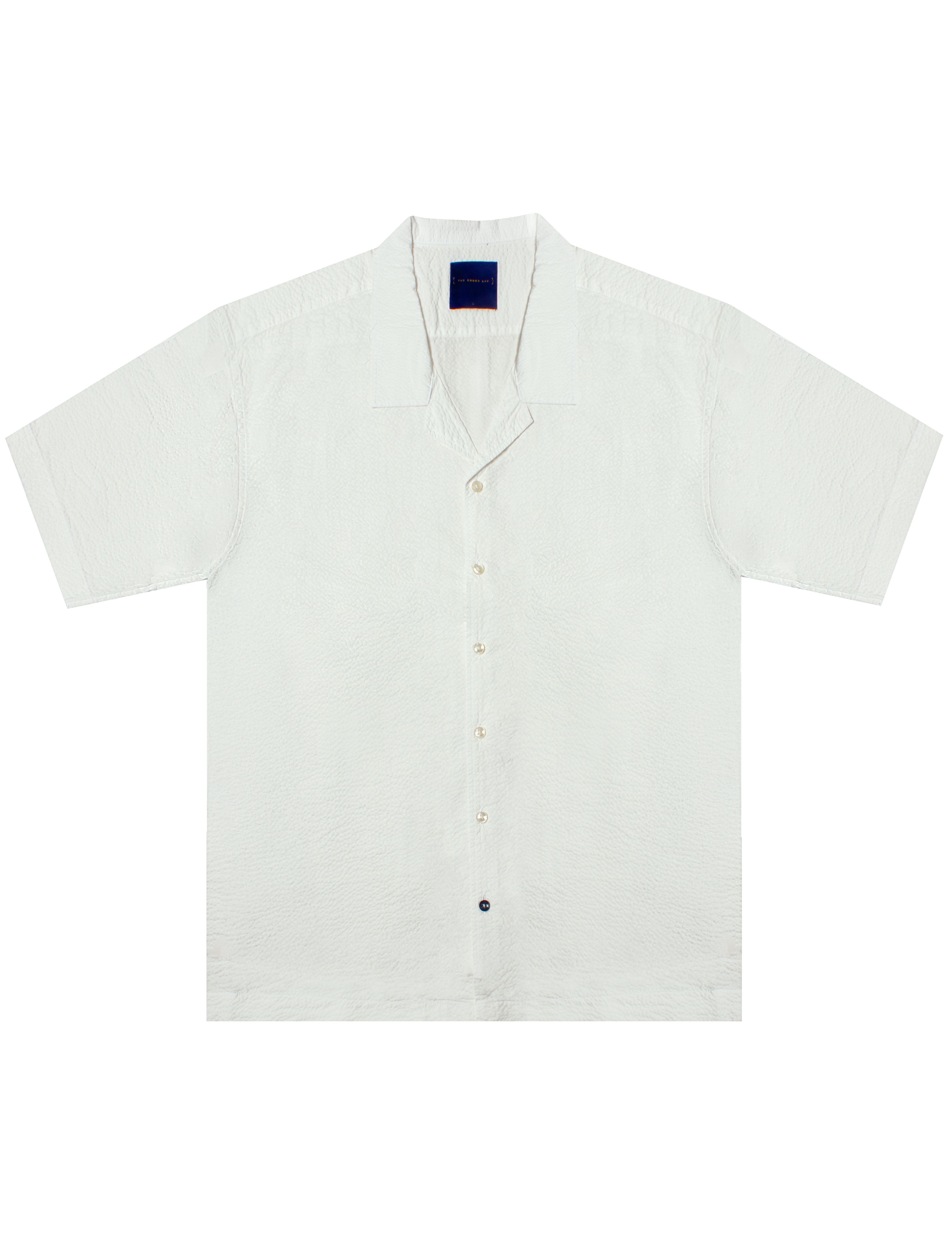Solid Seersucker Relaxed Fit Camp Collar Shirt