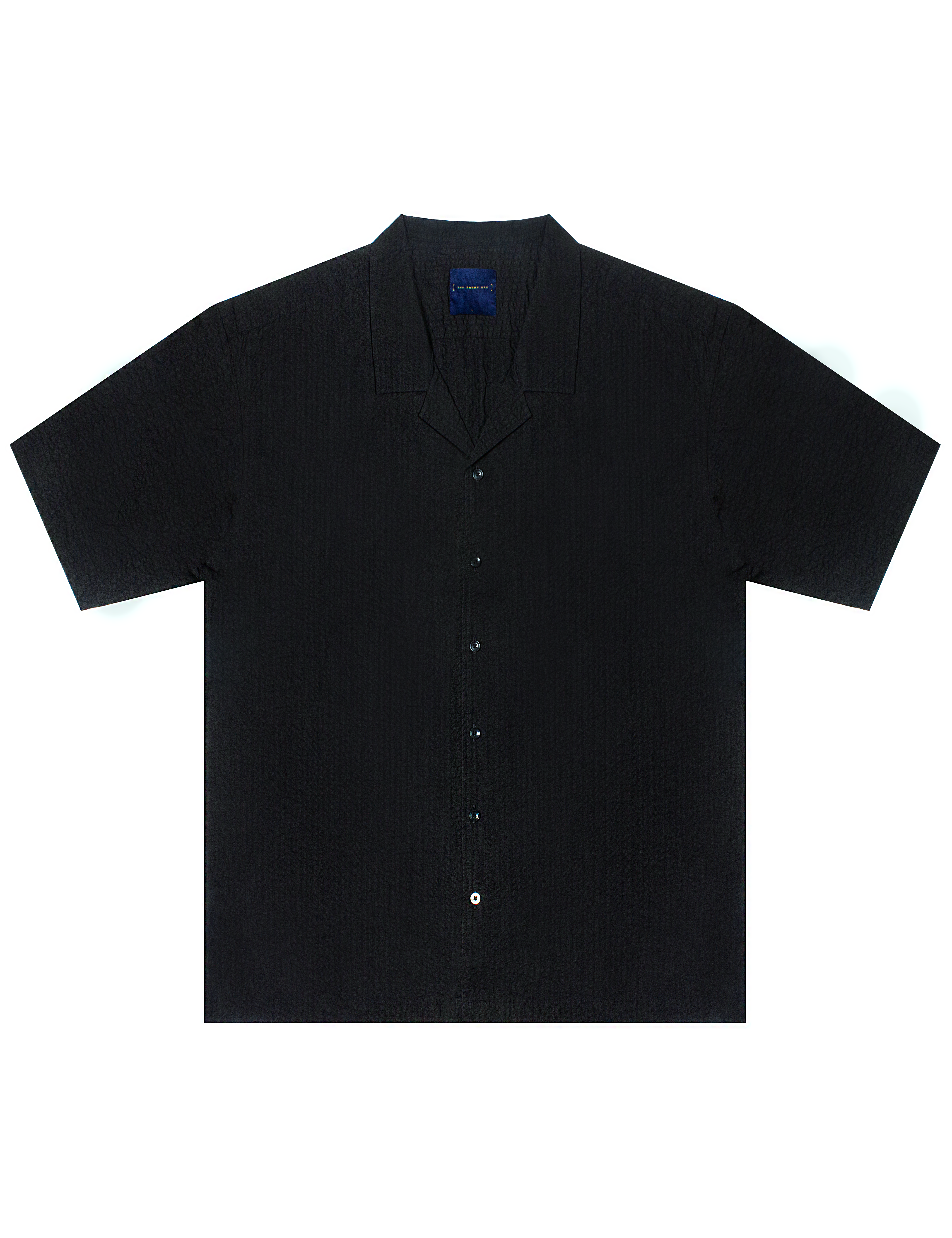Solid Seersucker Relaxed Fit Camp Collar Shirt