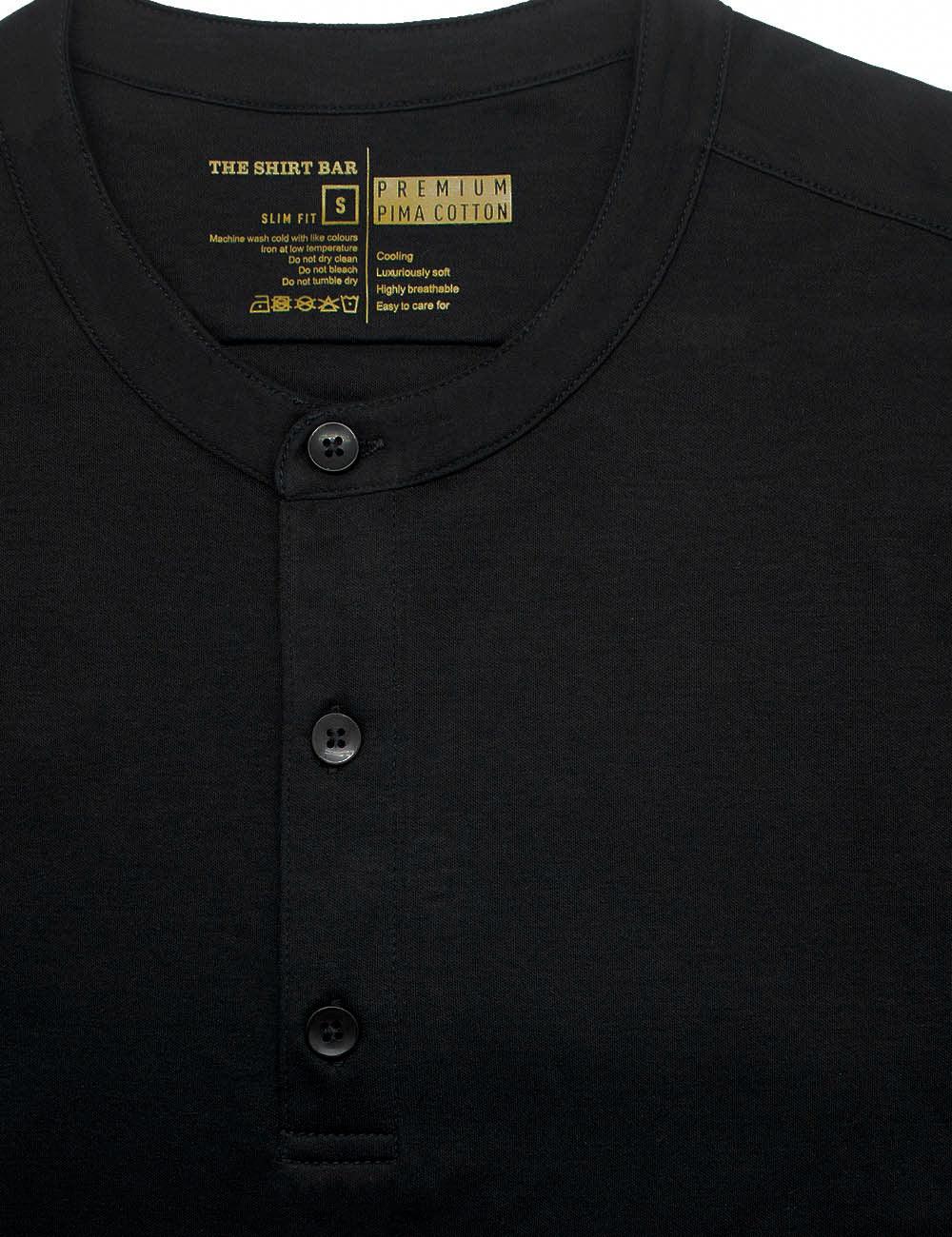Pima Cotton Henley Long Sleeve Button Cuff T-shirt — The Shirt Bar