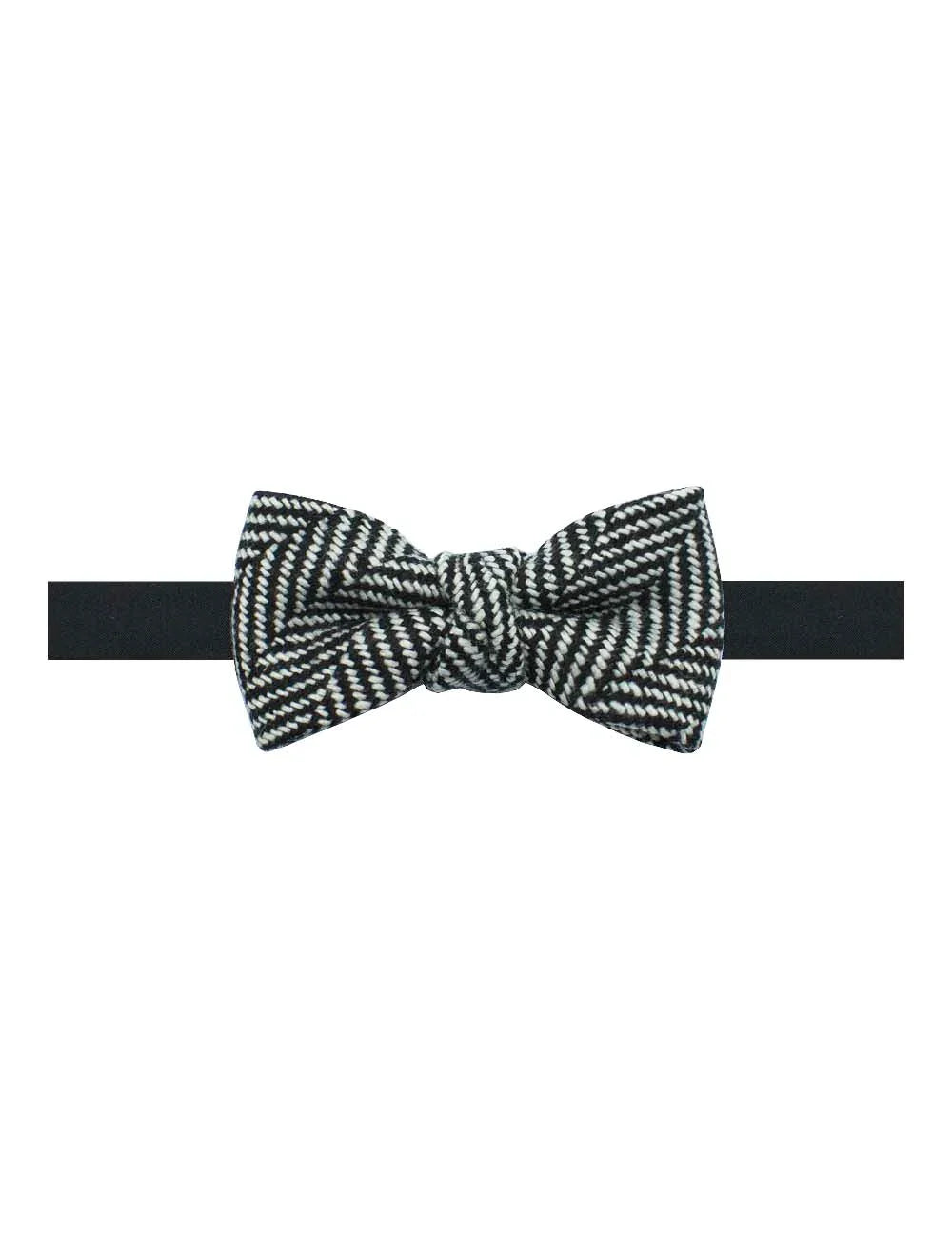 Black and White Herringbone Woven Bowtie — The Shirt Bar