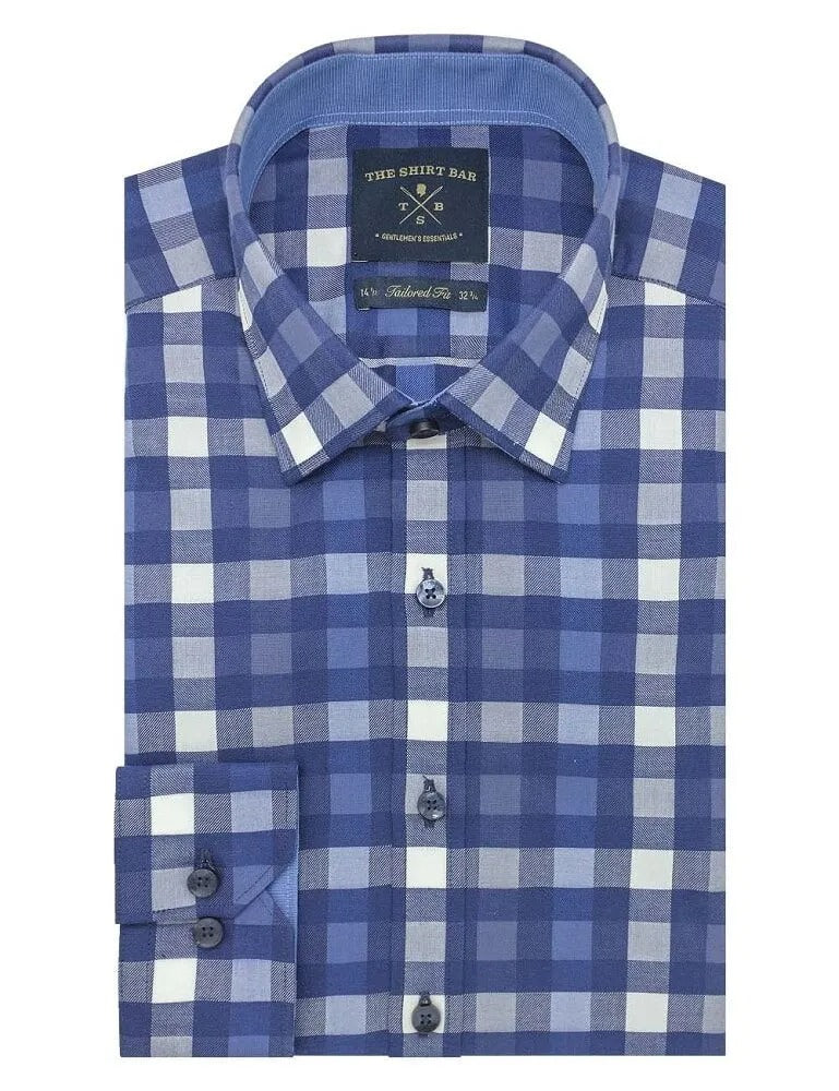 Blue Checks 2 Ply Slim Fit Long Sleeve Shirt