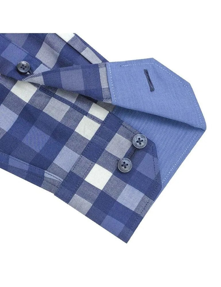 Blue Checks 2 Ply Slim Fit Long Sleeve Shirt