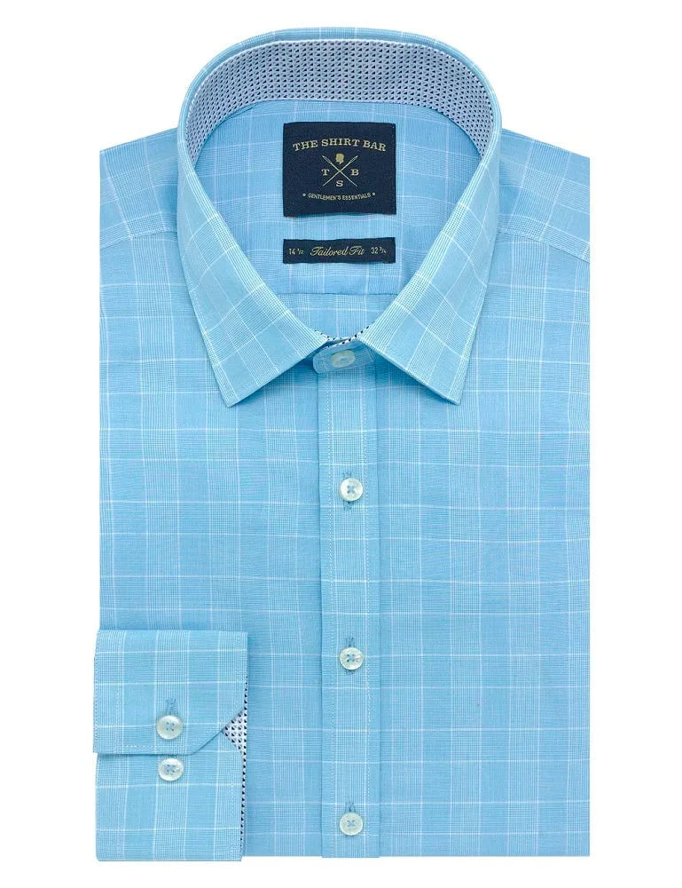 Blue Checks Slim Fit Long Sleeve Shirt — The Shirt Bar