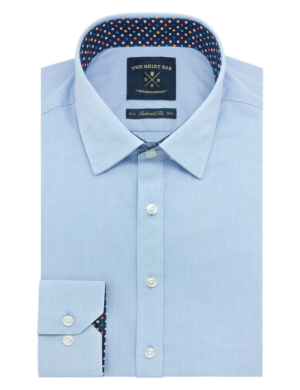 Sky Blue Spill Resist Slim Fit Long Sleeve Shirt