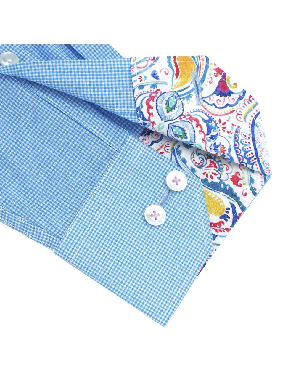 Blue Micro Checks Slim Fit Long Sleeve Shirt