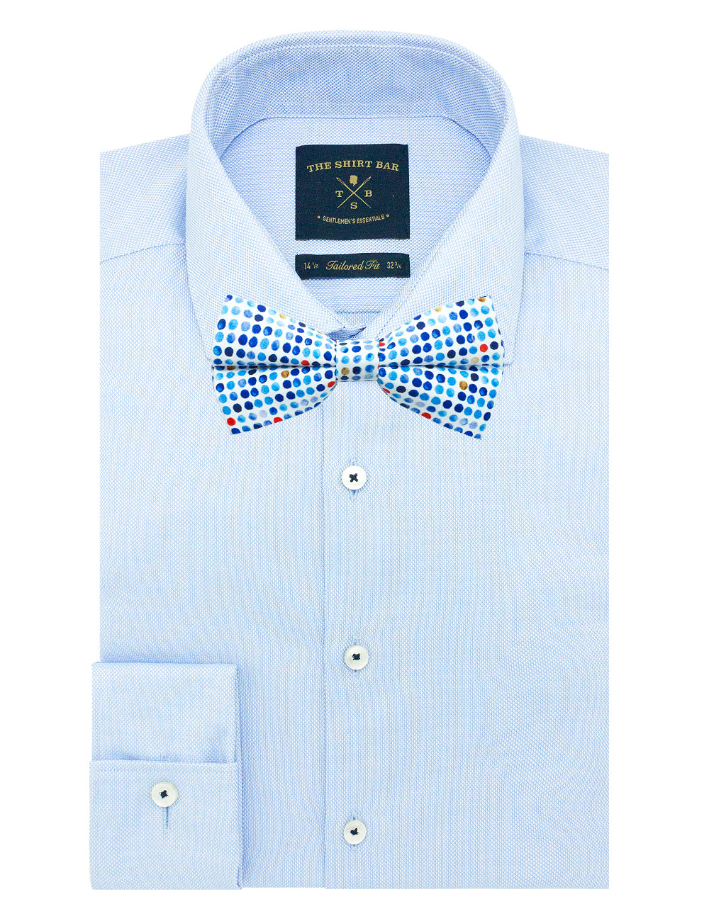 Blue Polka Dots Print Bowtie