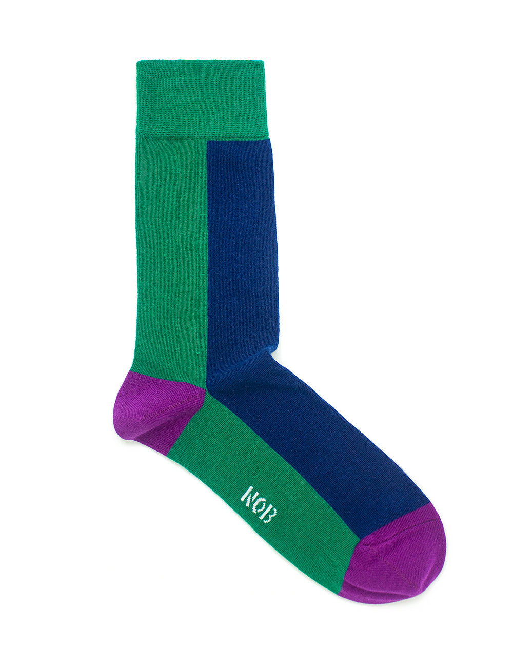 Blue & Green Contrast Crew Antimicrobial Socks