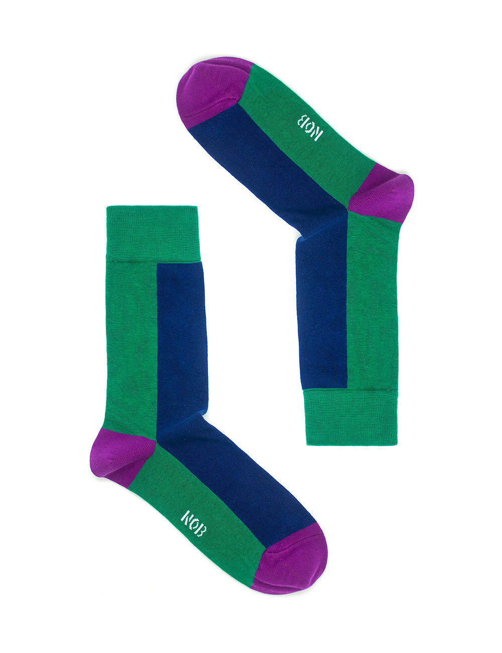 Blue & Green Contrast Crew Antimicrobial Socks