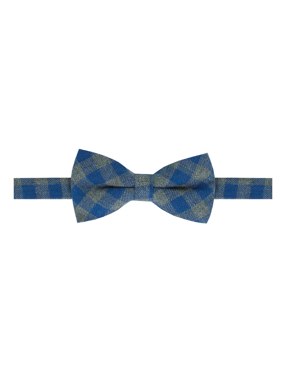 Blue and Grey Checks Woven Bowtie