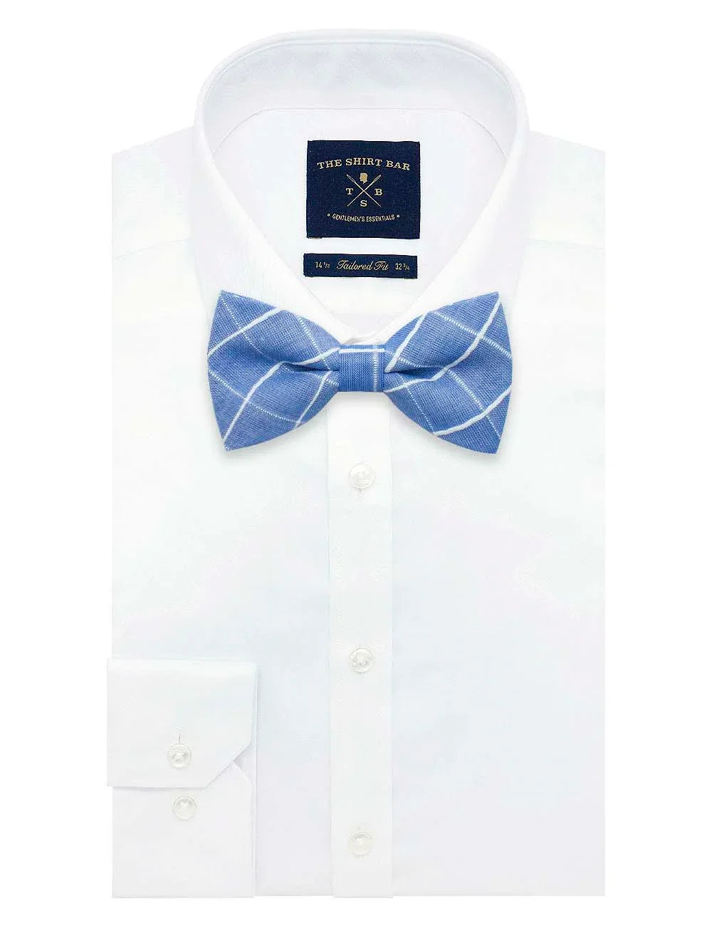 Blue with White Checks Woven Bowtie — The Shirt Bar