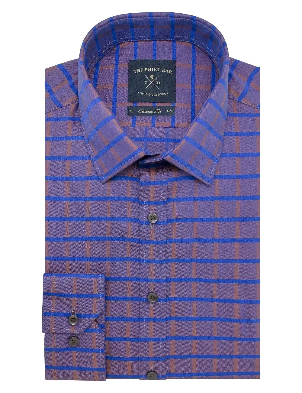 Brown with Blue Checks Modern Fit Long Sleeve Shirt — The Shirt Bar