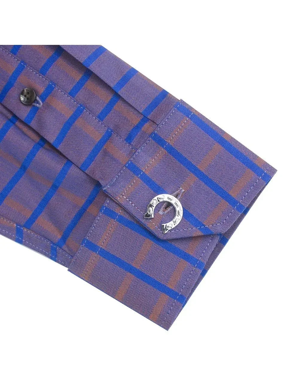 Brown with Blue Checks Modern Fit Long Sleeve Shirt — The Shirt Bar