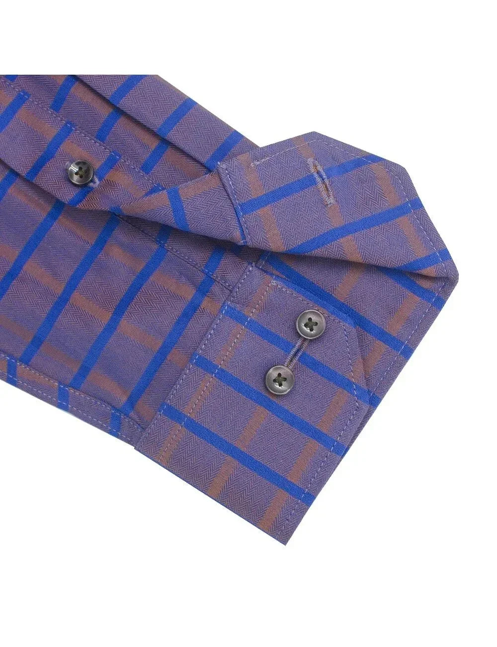 Brown with Blue Checks Modern Fit Long Sleeve Shirt — The Shirt Bar
