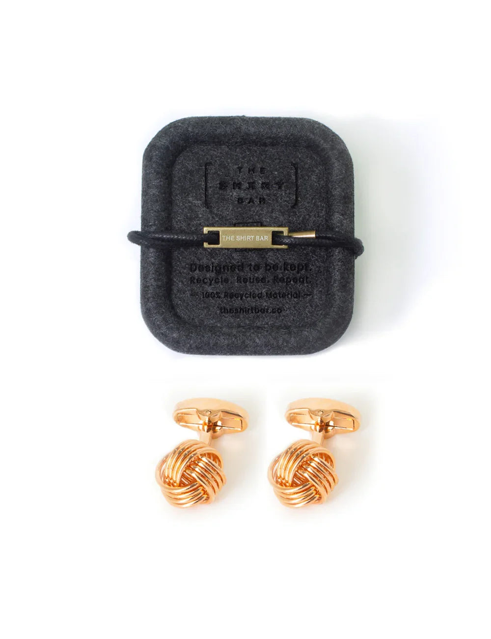 Classic Rose Gold 4 Stripes Knot Cufflink — The Shirt Bar