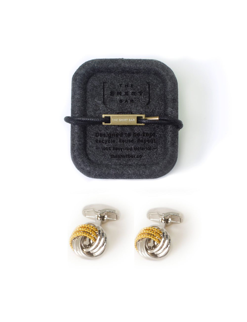 Classic Silver and Gold 3 Stripes Knot Cufflink