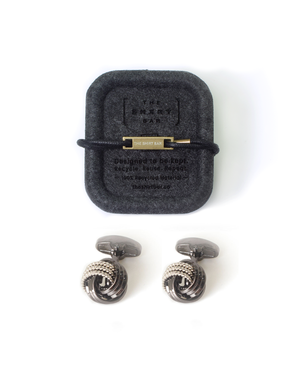 Classic Silver and Grey 3 Stripes Knot Cufflink