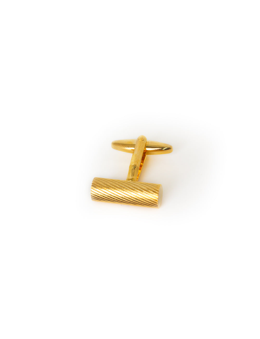 Classic Gold Barrel with Slash Pattern Cufflink