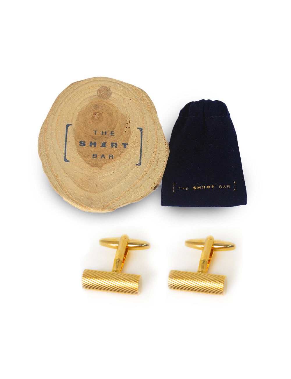 Classic Gold Barrel with Slash Pattern Cufflink