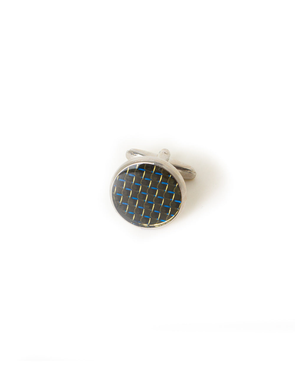 Black Carbon Fiber Round Enamel Cufflink