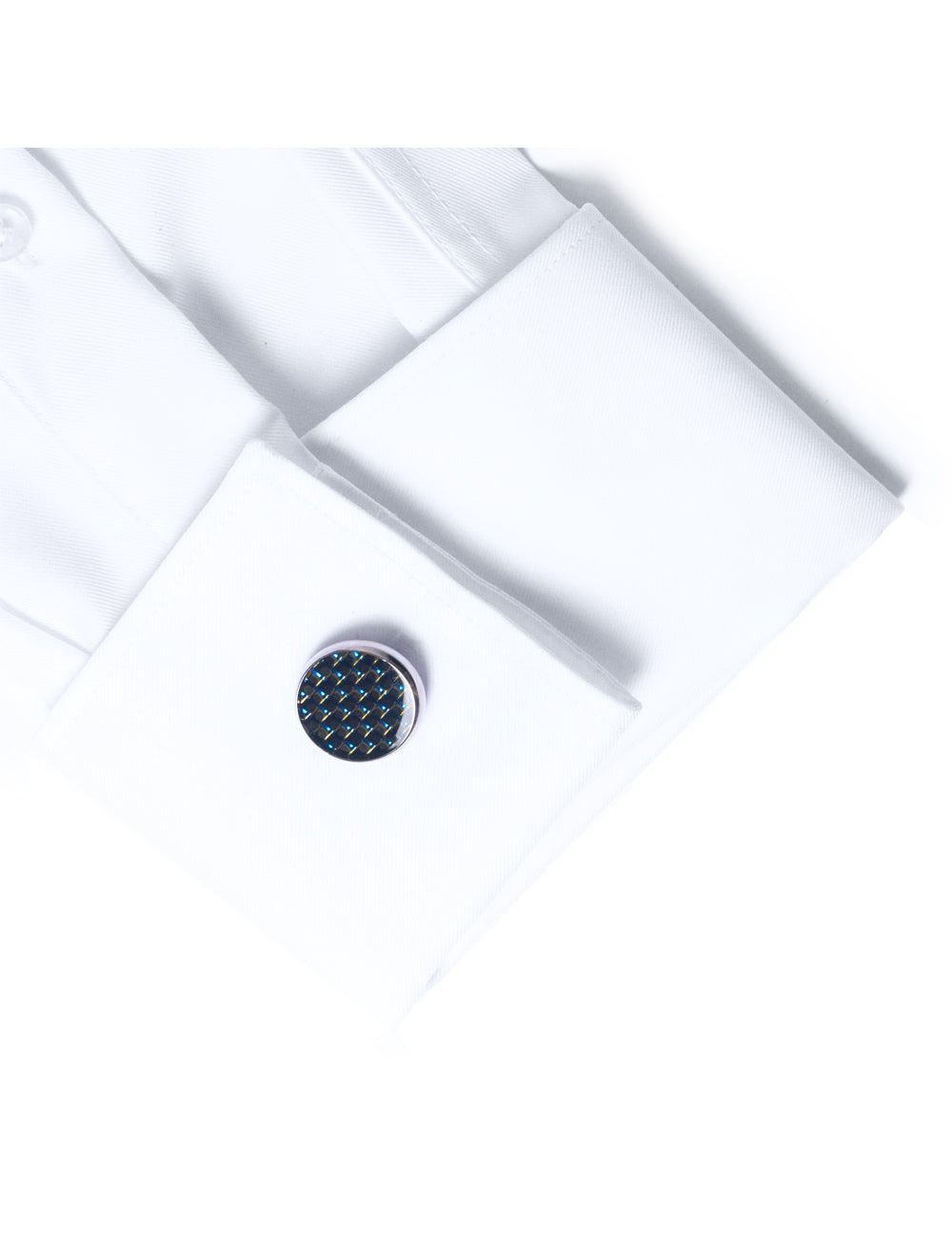 Black Carbon Fiber Round Enamel Cufflink