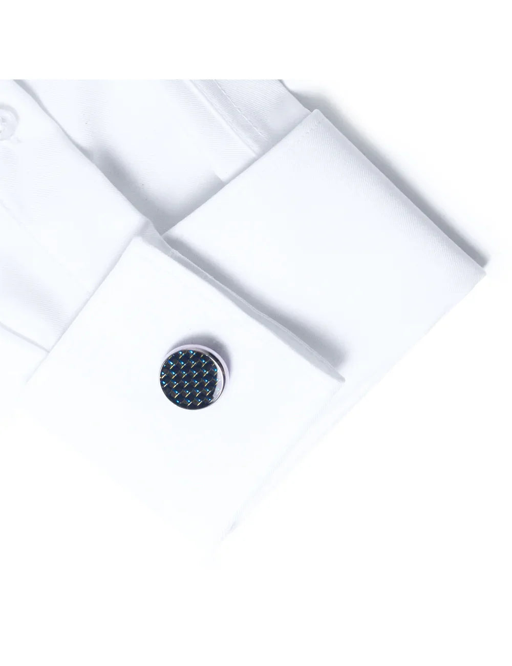 Black Carbon Fiber Round Enamel Cufflink — The Shirt Bar