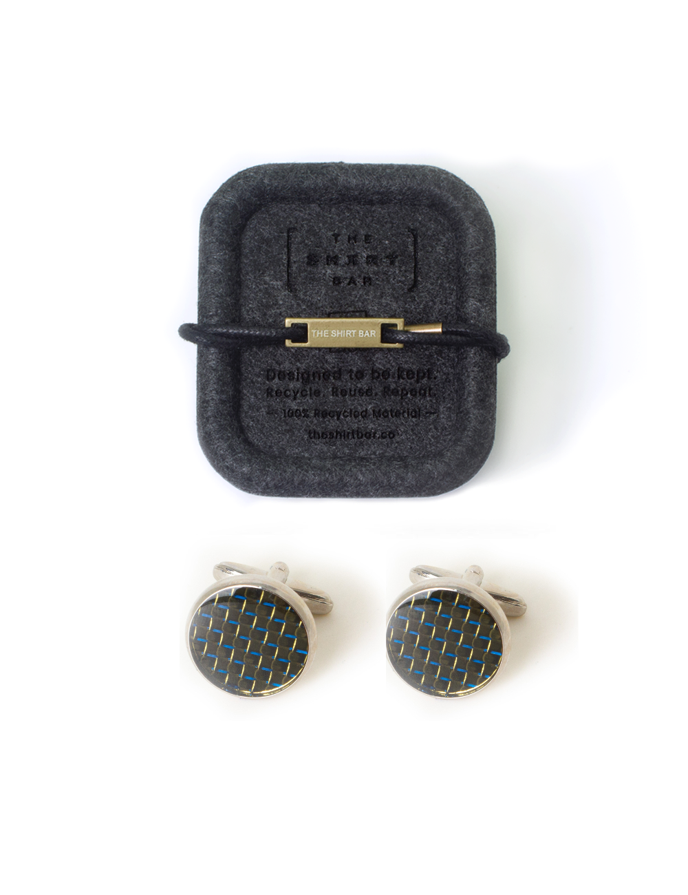 Black Carbon Fiber Round Enamel Cufflink