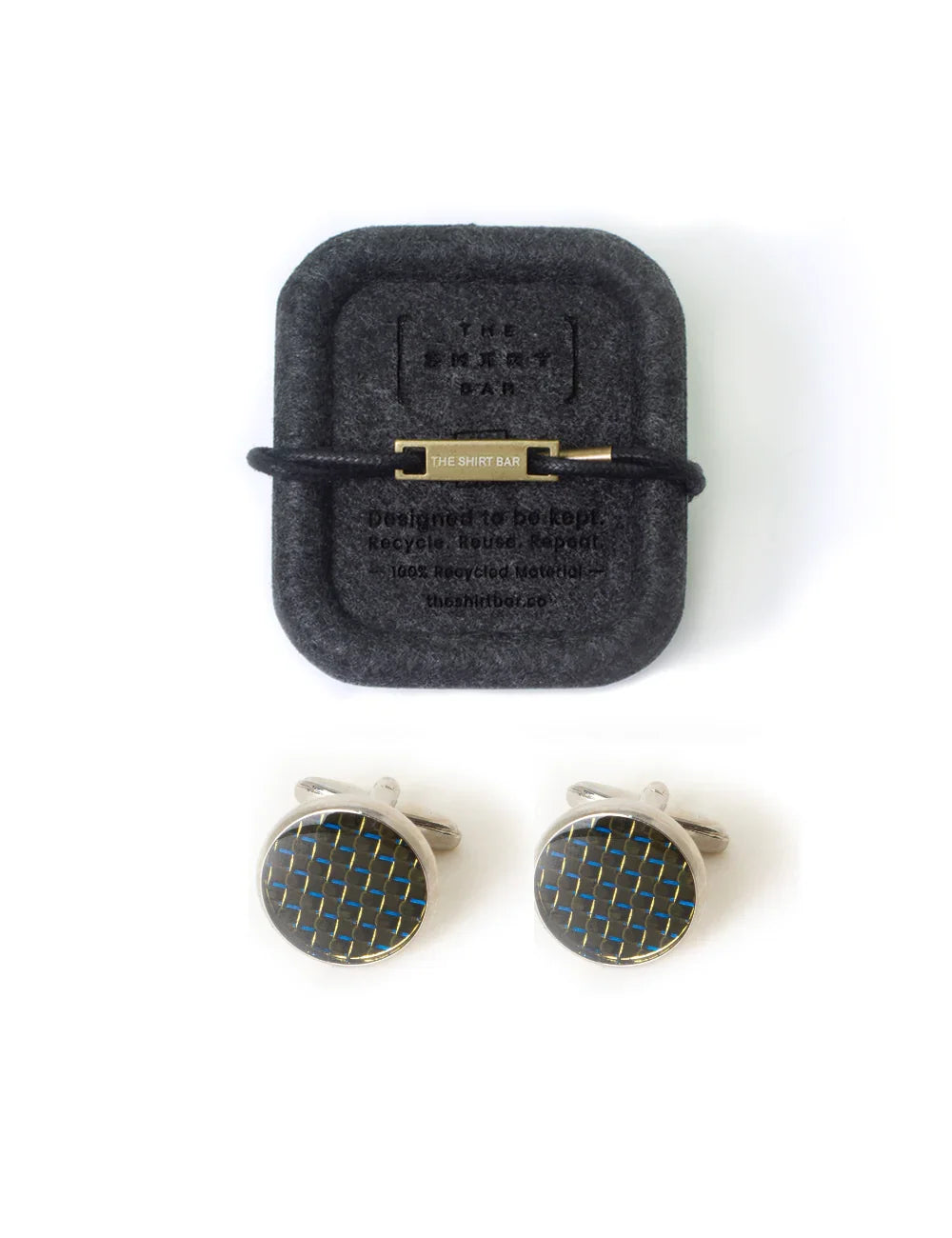 Black Carbon Fiber Round Enamel Cufflink — The Shirt Bar