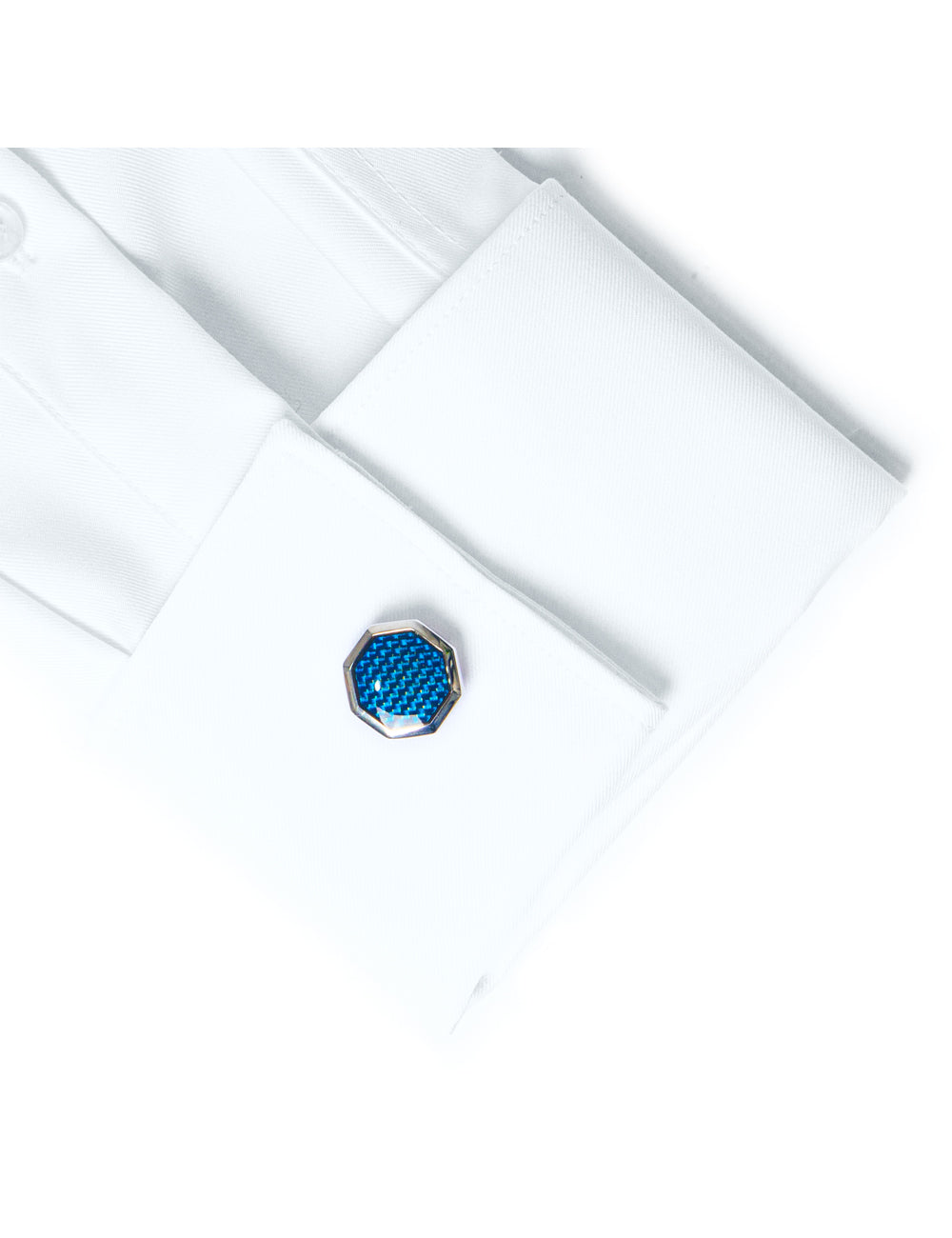 Octagon Blue Carbon Fiber Cufflink