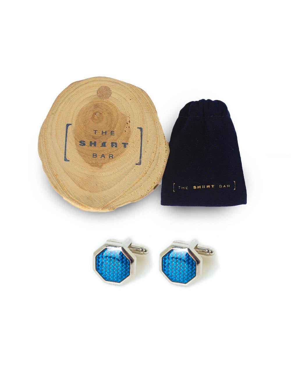 Octagon Blue Carbon Fiber Cufflink