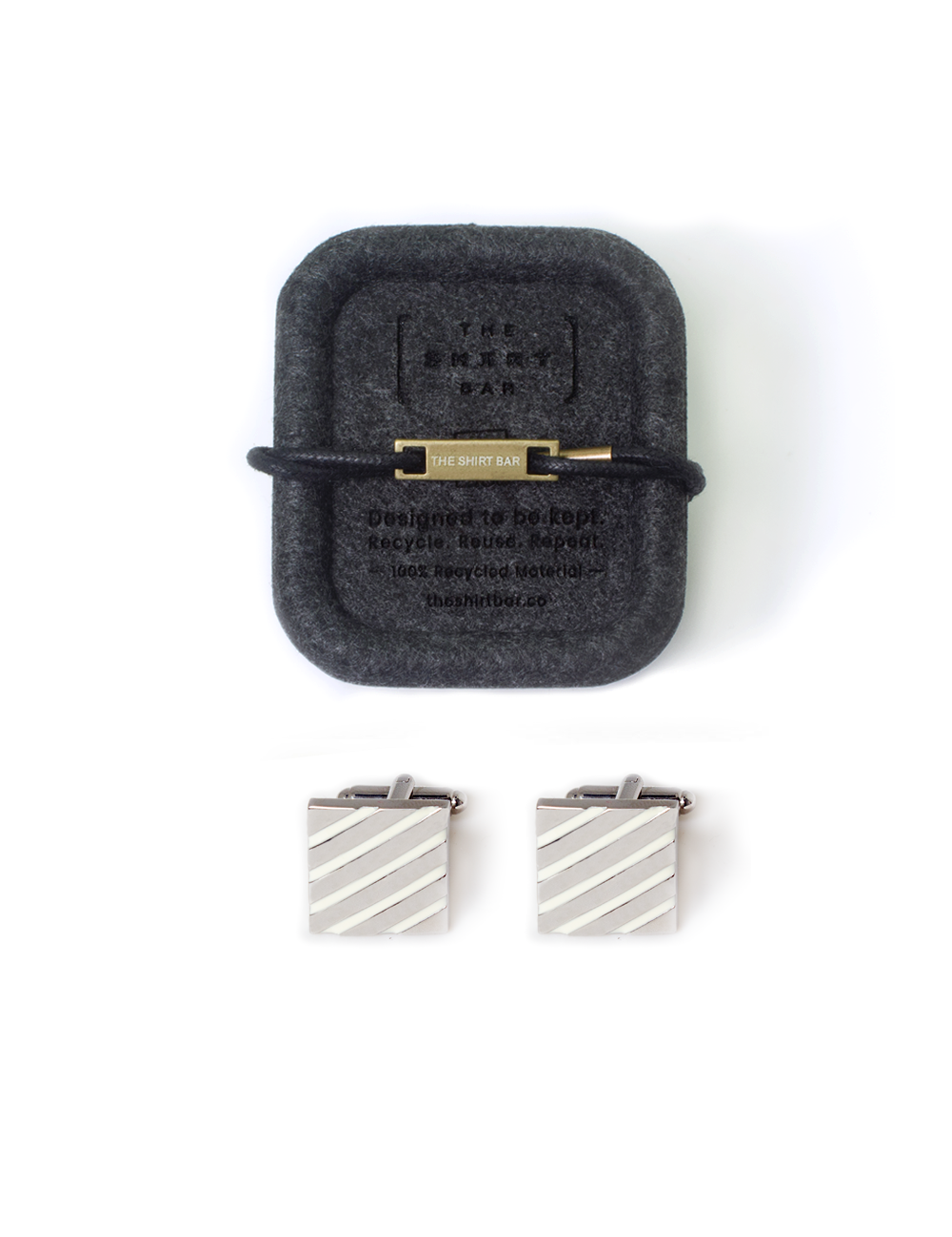 White and Silver Enamel Slash Cufflink