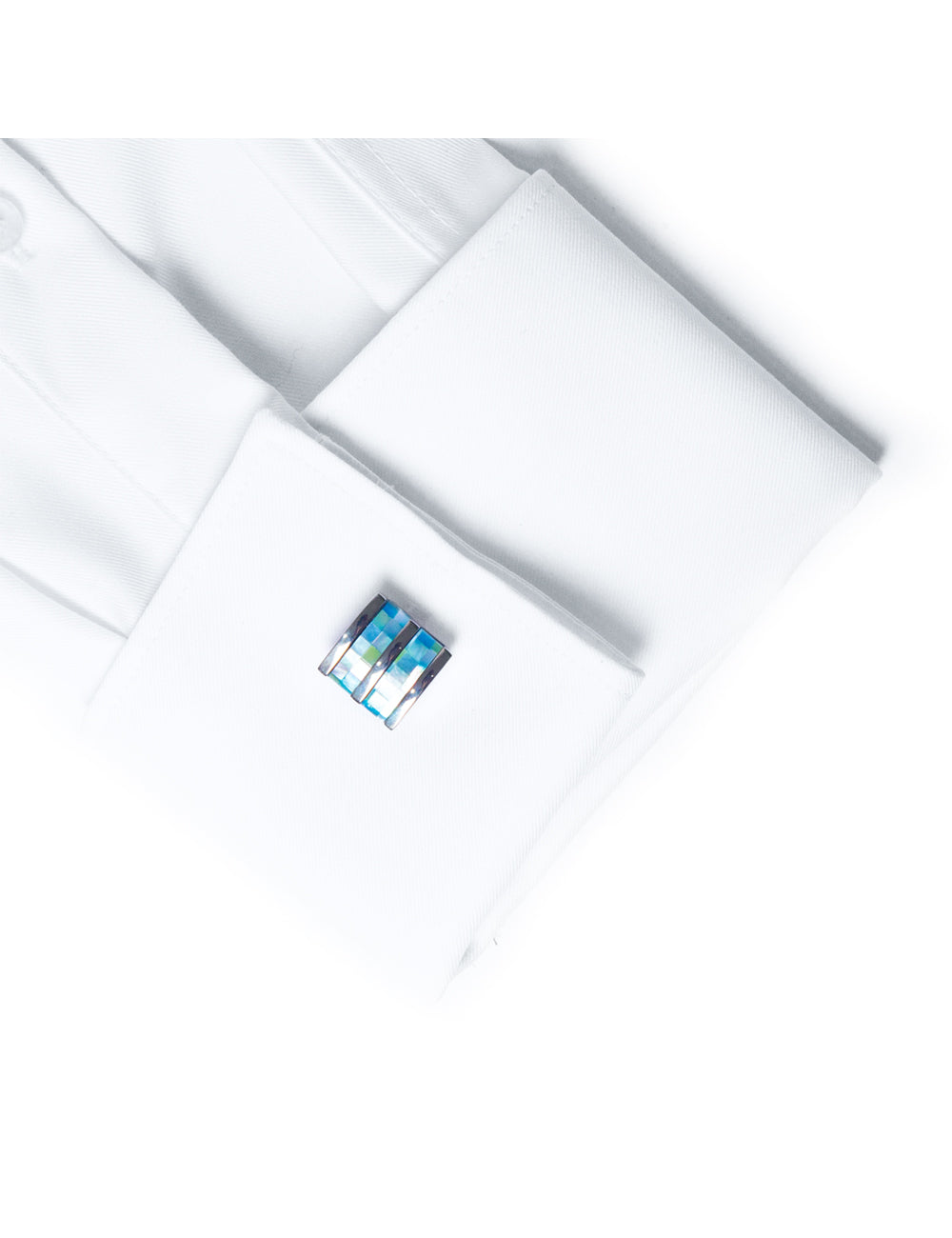 Rectangle Vertical Blue Pearl Tiles Cufflink