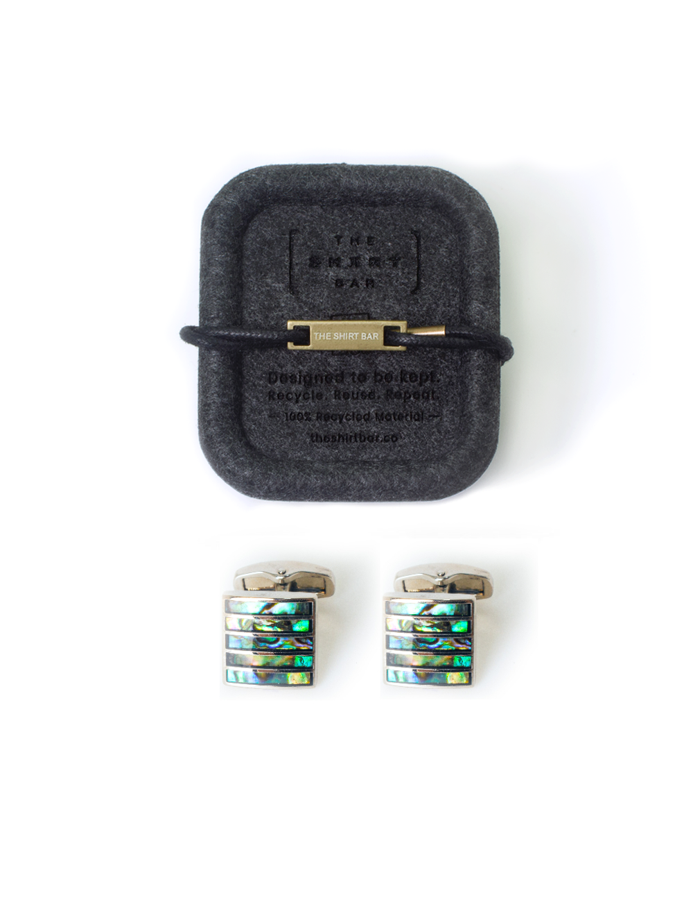 Muticolor Abalone Shell in Silver Lines Cufflink