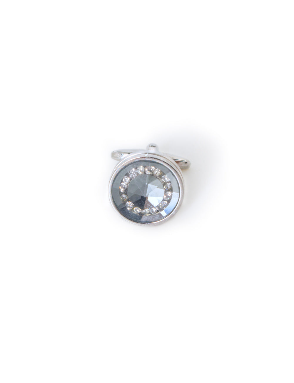 Crystal Ring with Grey Pyramid Stone Cufflink