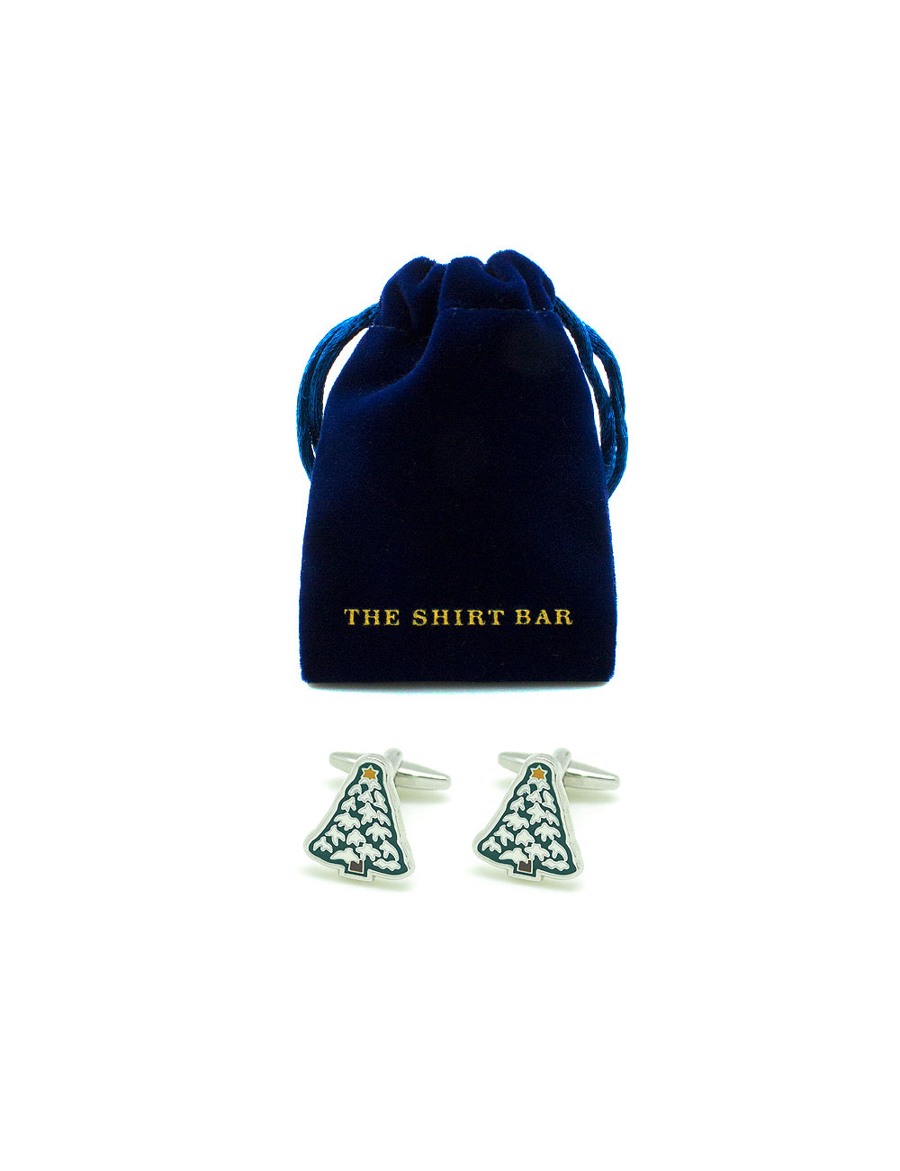 Green and White Christmas Tree Cufflink