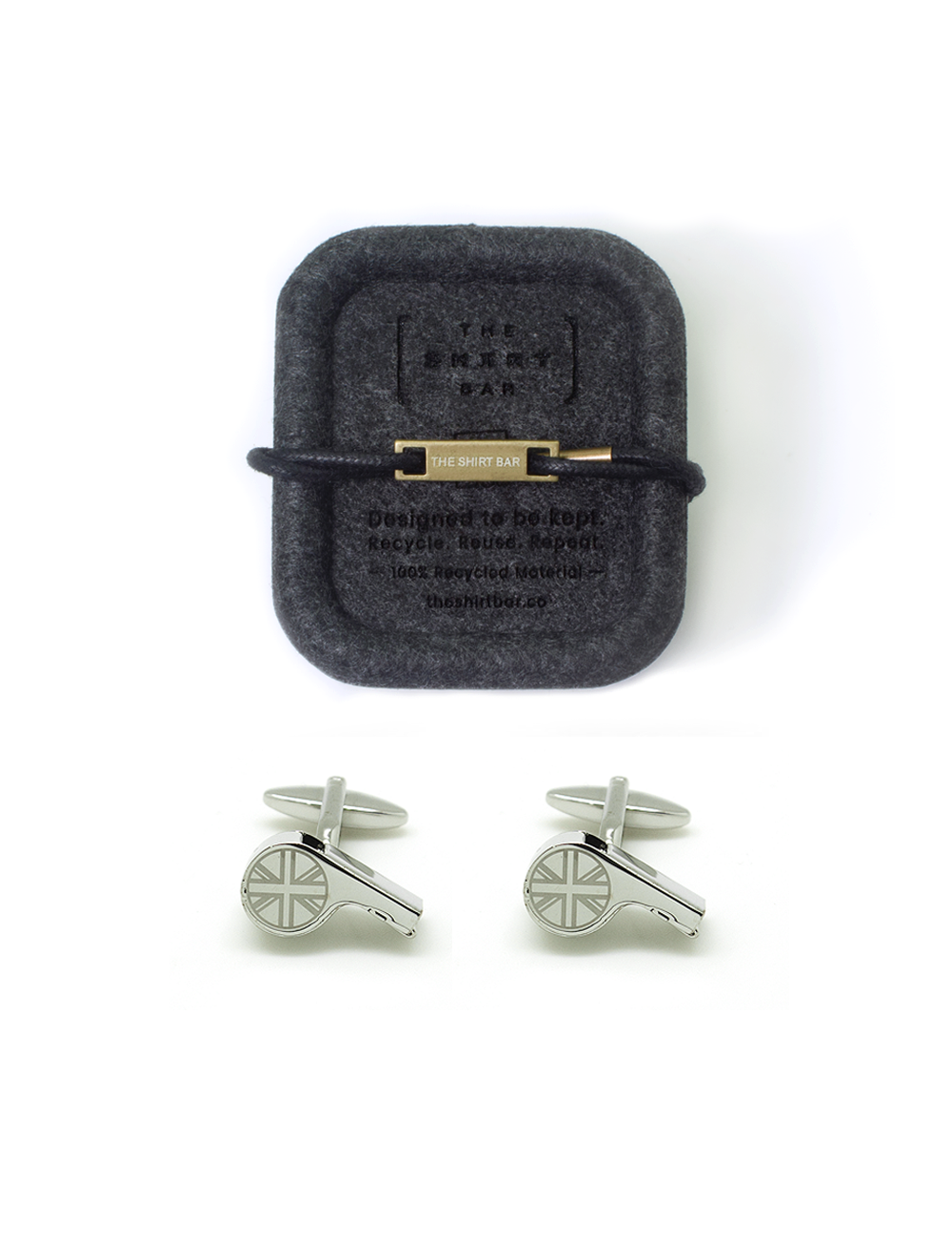 Silver Whistle with Union Jack Detail Cufflink