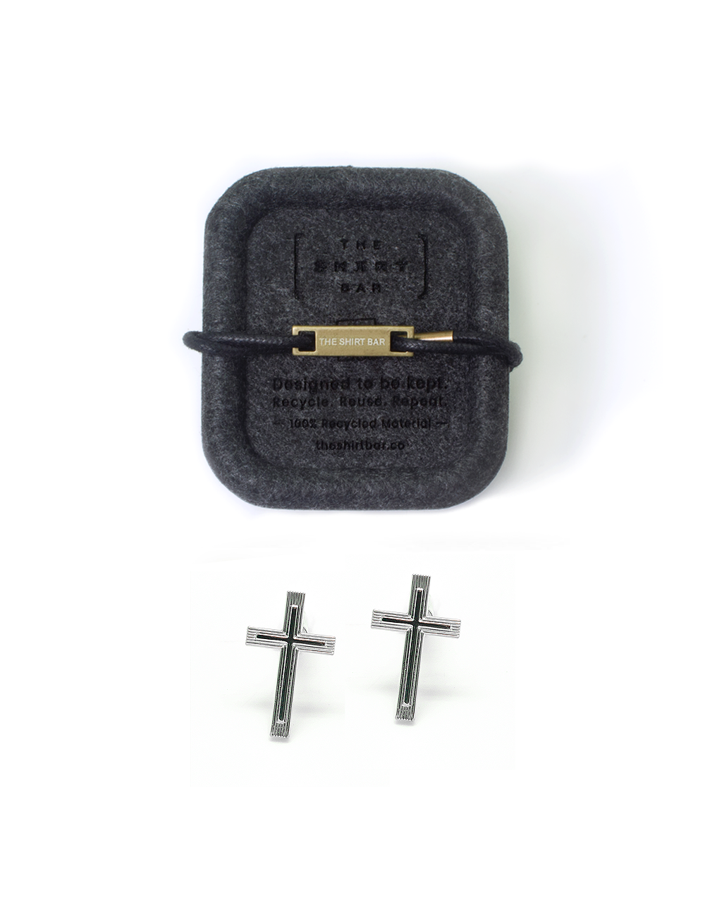 Silver Cross with Border Line Cufflink