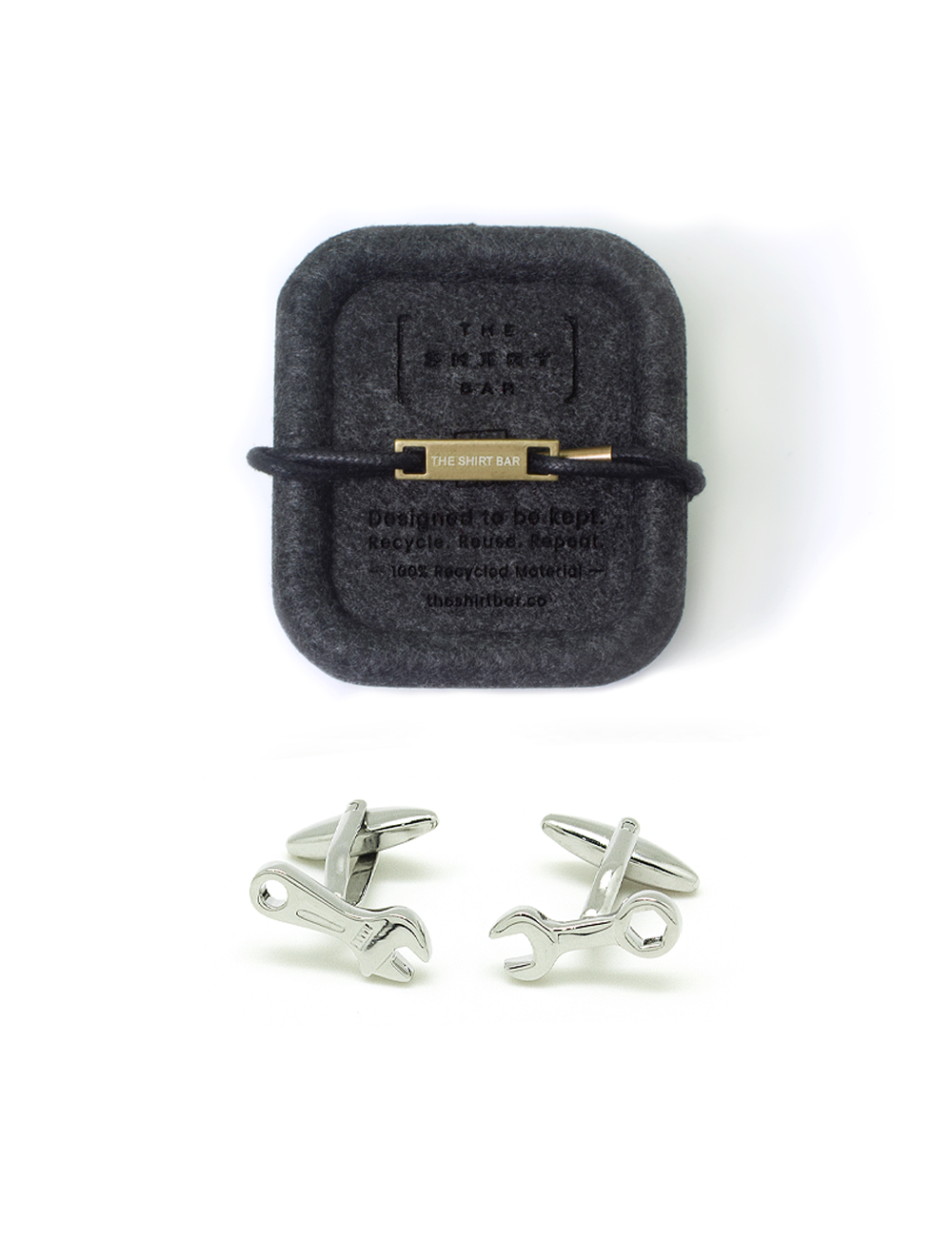 Silver Spanner and Adjustable Wrench Set Cufflinks