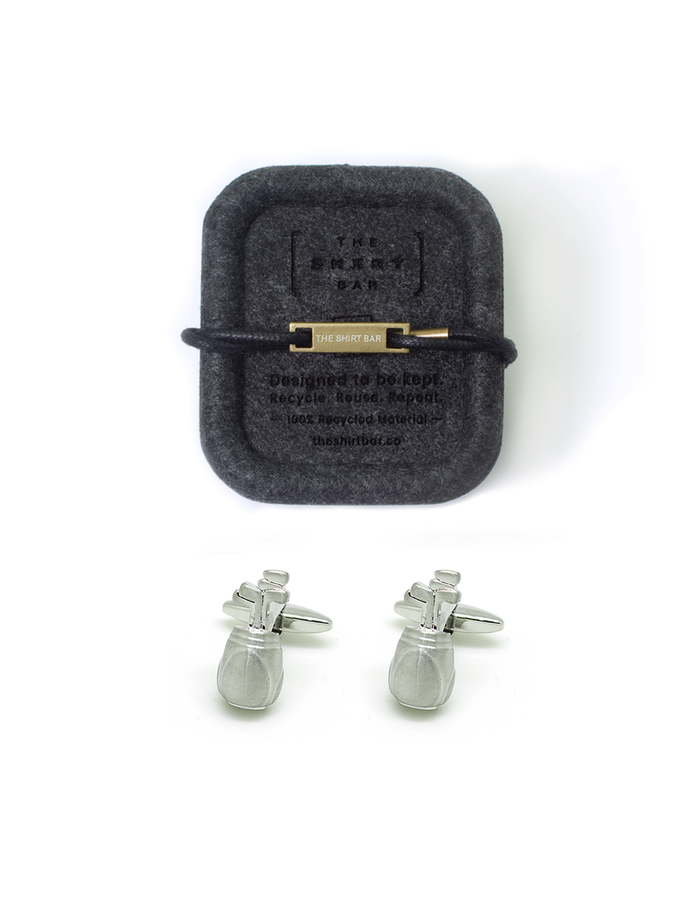Brushed Silver Golf Bag Cufflink