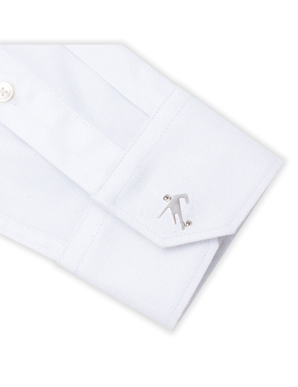 Brushed Silver Football Player Cufflink