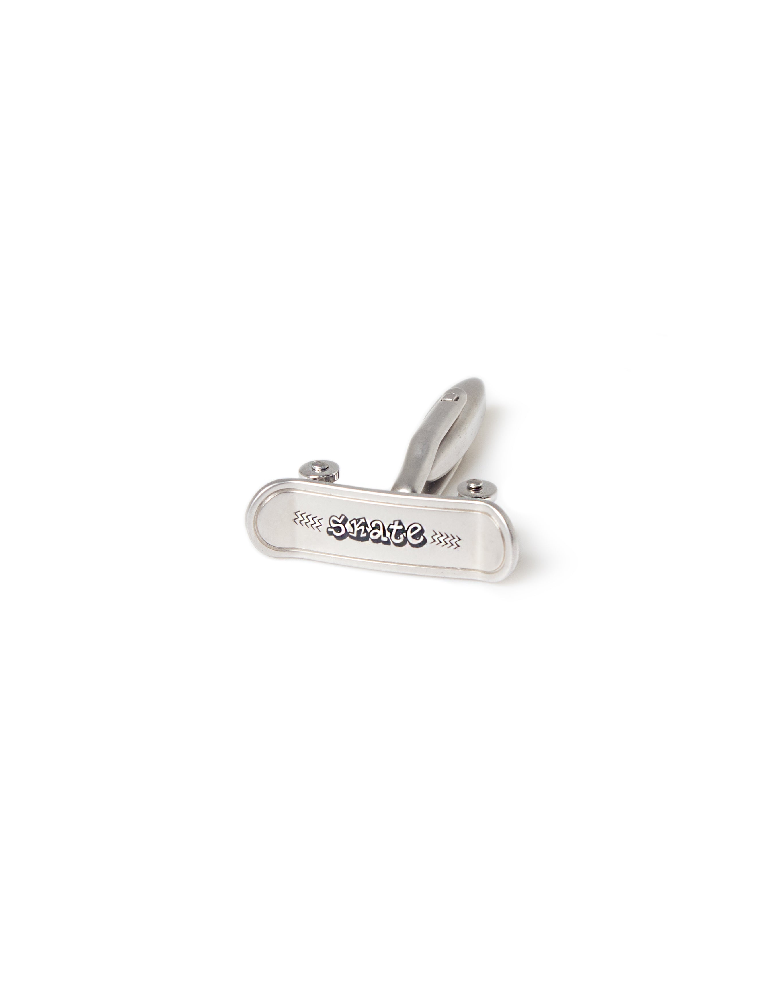 Brushed Silver Skateboard Cufflink