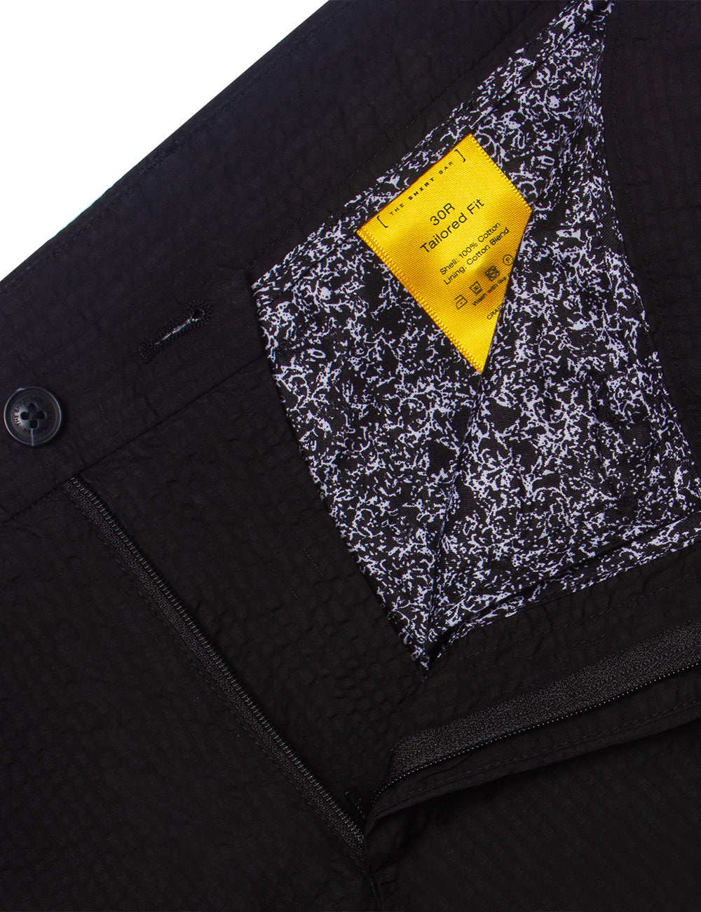 Black Seersucker Tailored Fit Shorts