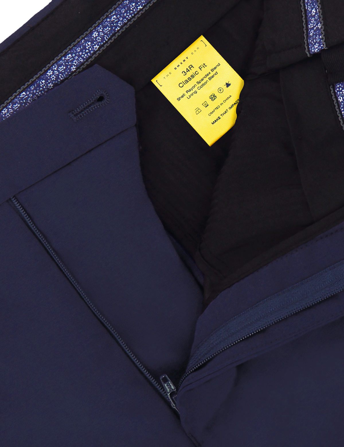 Navy Blue Twill Stretch Classic Fit Dress Pants