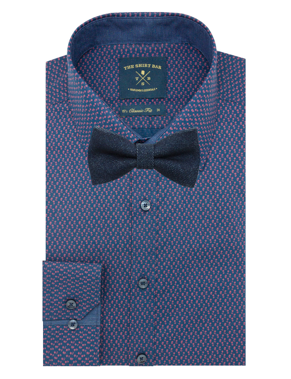 Dark Blue Denim Woven Bowtie