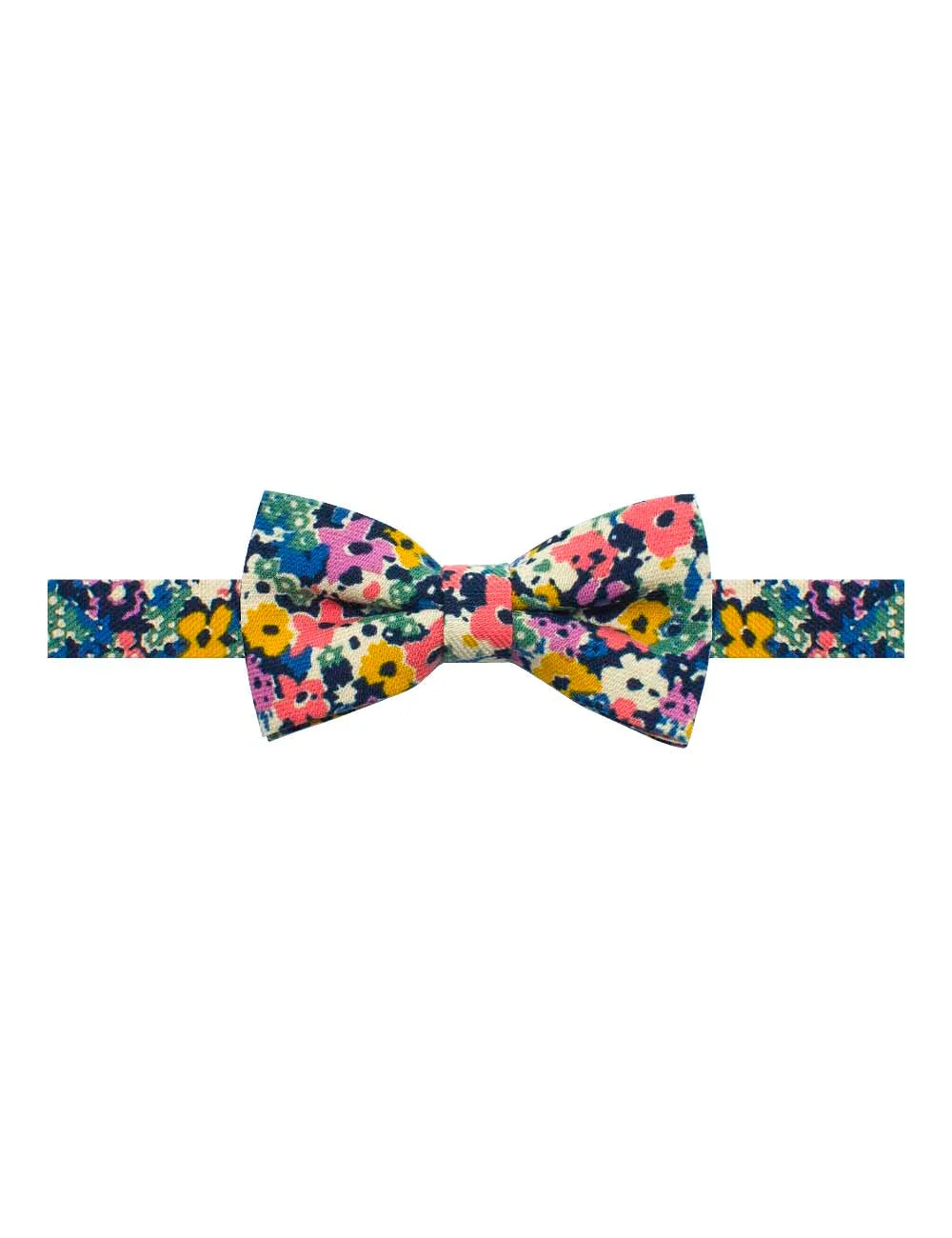 Ecru with Yellow and Pink Floral Print Woven Bowtie — The Shirt Bar