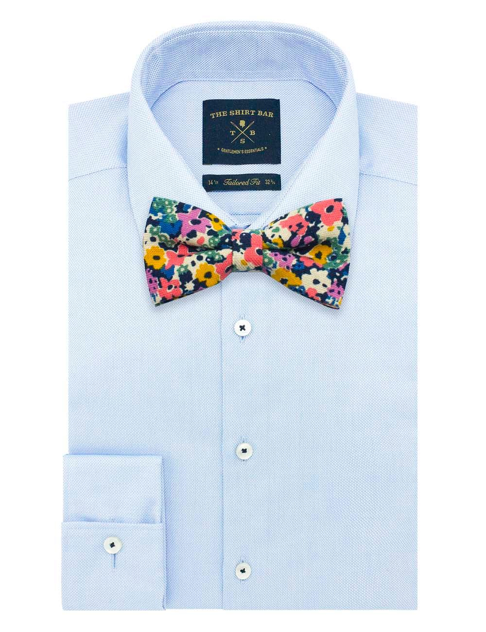 Ecru with Yellow and Pink Floral Print Woven Bowtie — The Shirt Bar