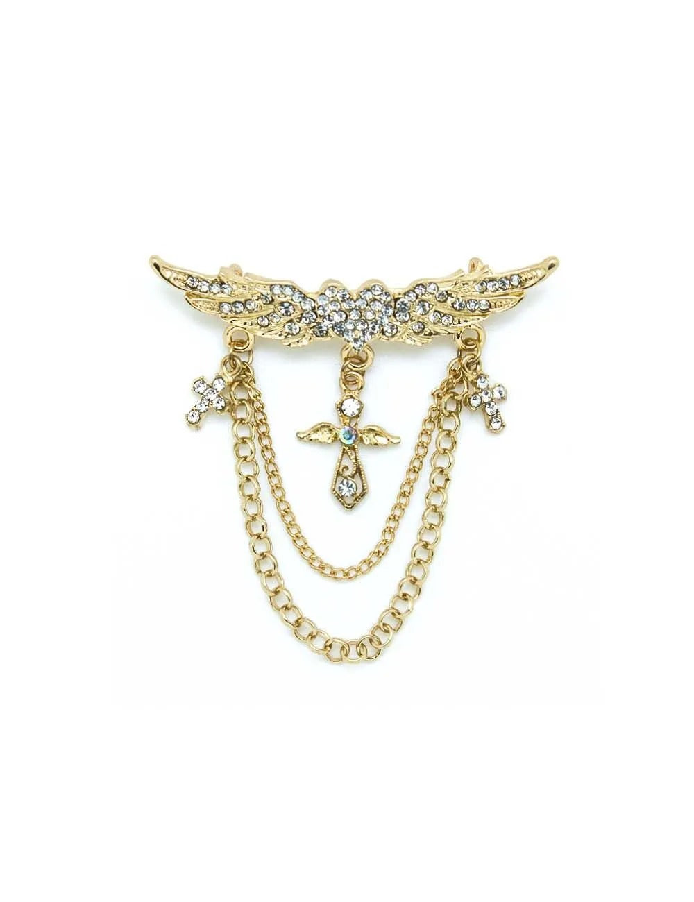 Gold Love Wing Chain Lapel Pin