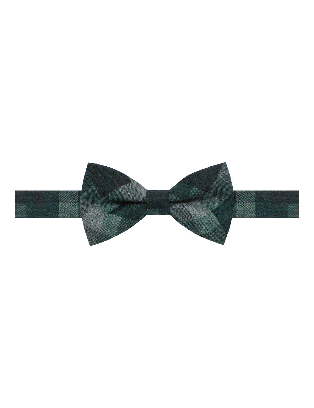 Green/ Black/ Grey Checks Woven Bowtie