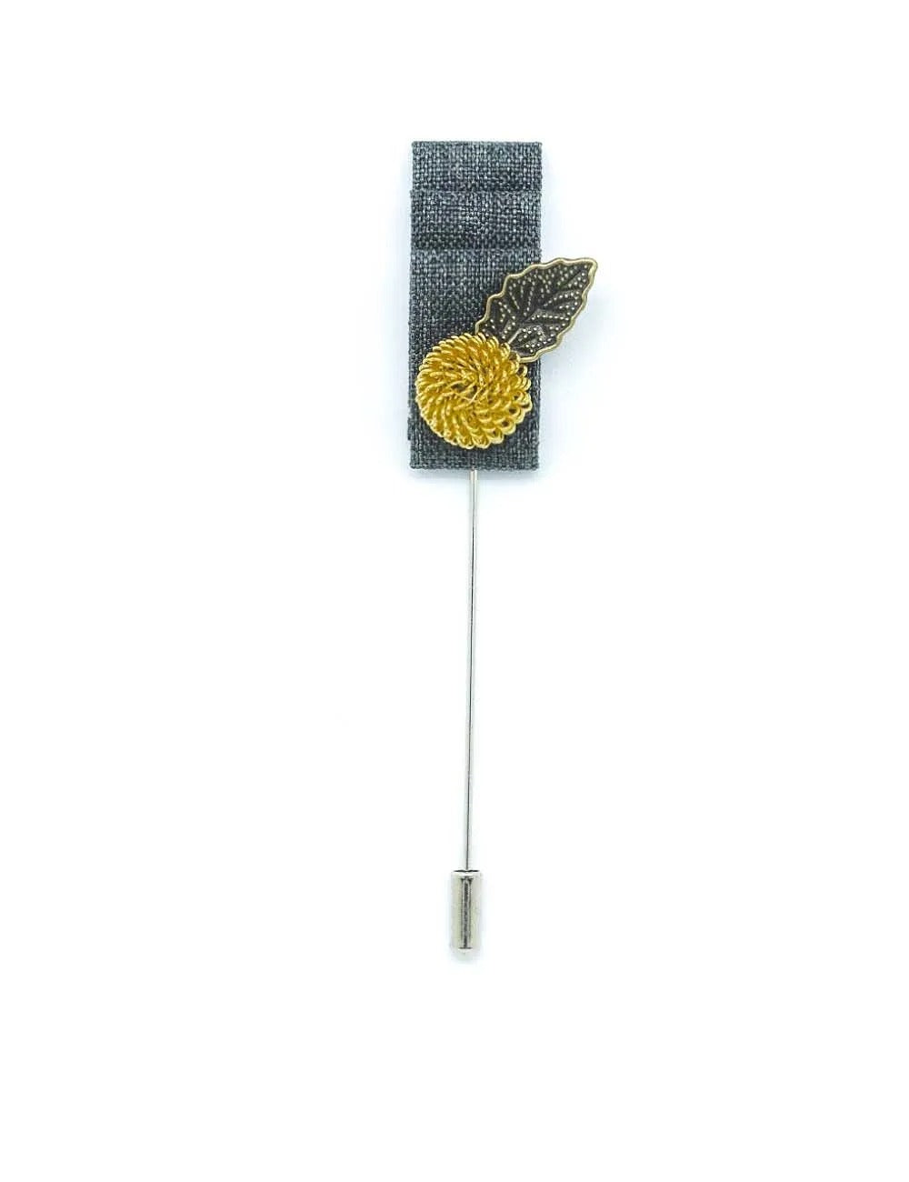 Grey with Antique Gold Leaf Lapel Pin
